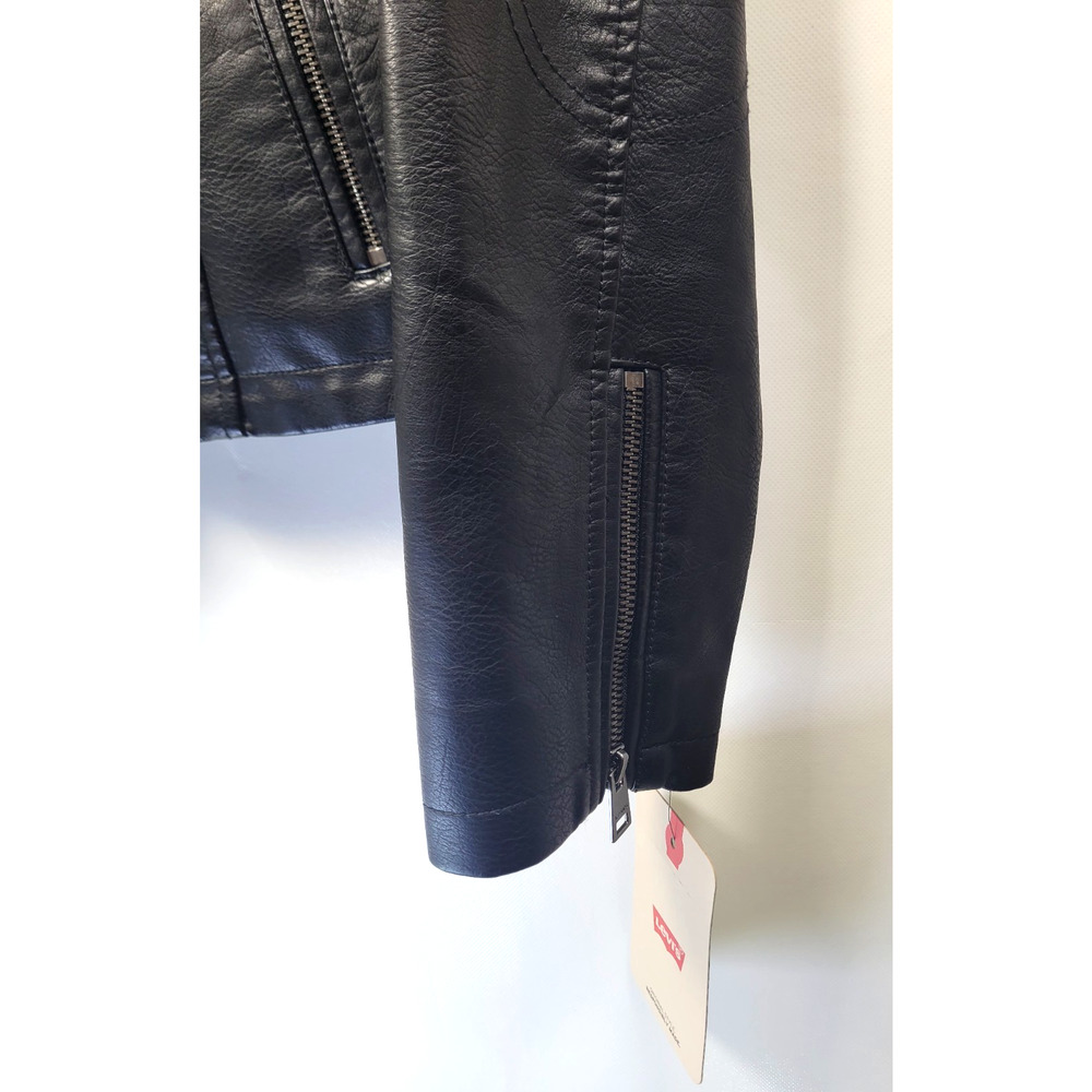 Levi's Women's Faux Leather Moto Jacket Black Full Zip NWT Size L - Picture 4 of 8